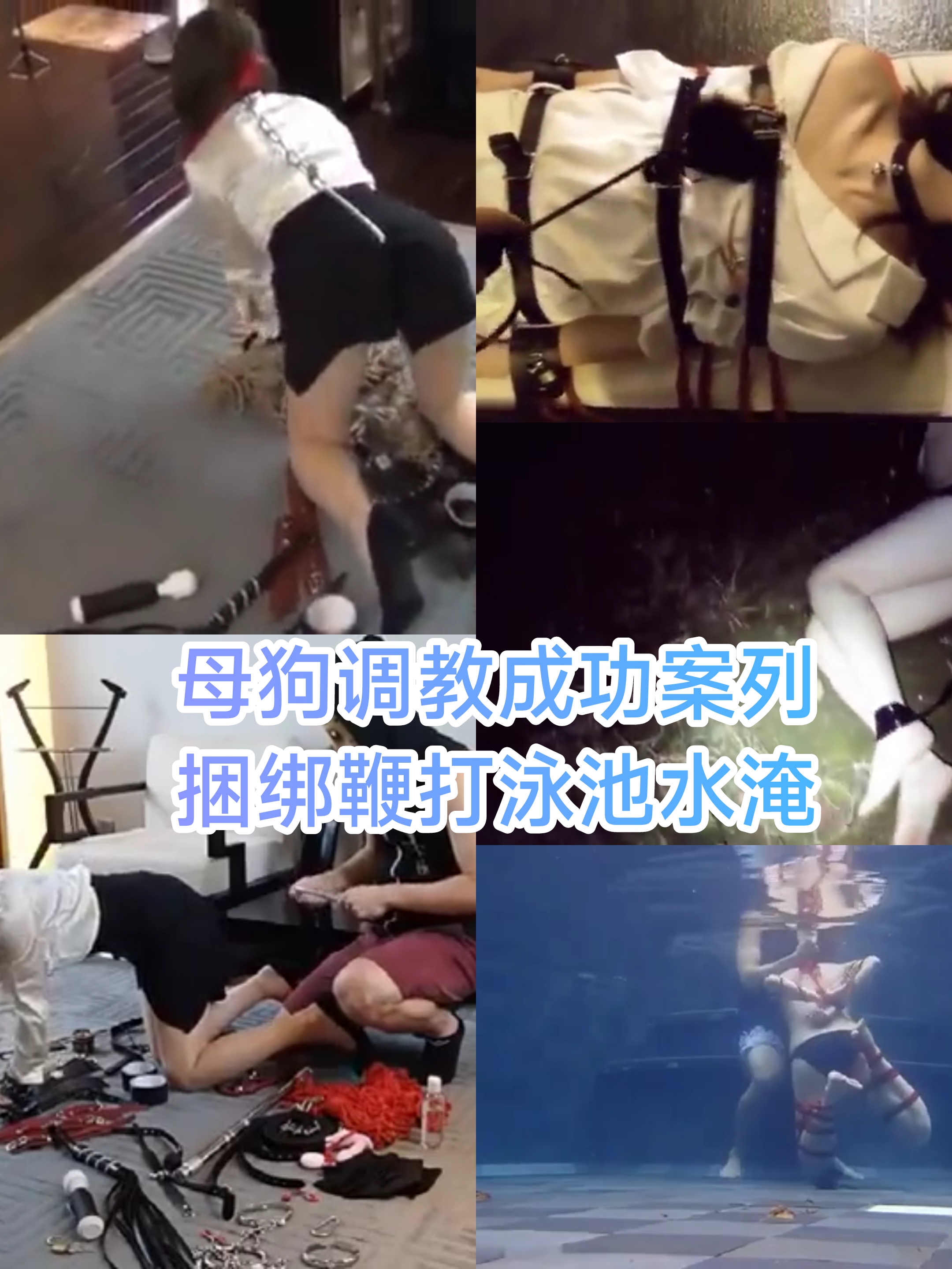 [SM调教]母狗调教成功案列 捆绑鞭打泳池水淹..